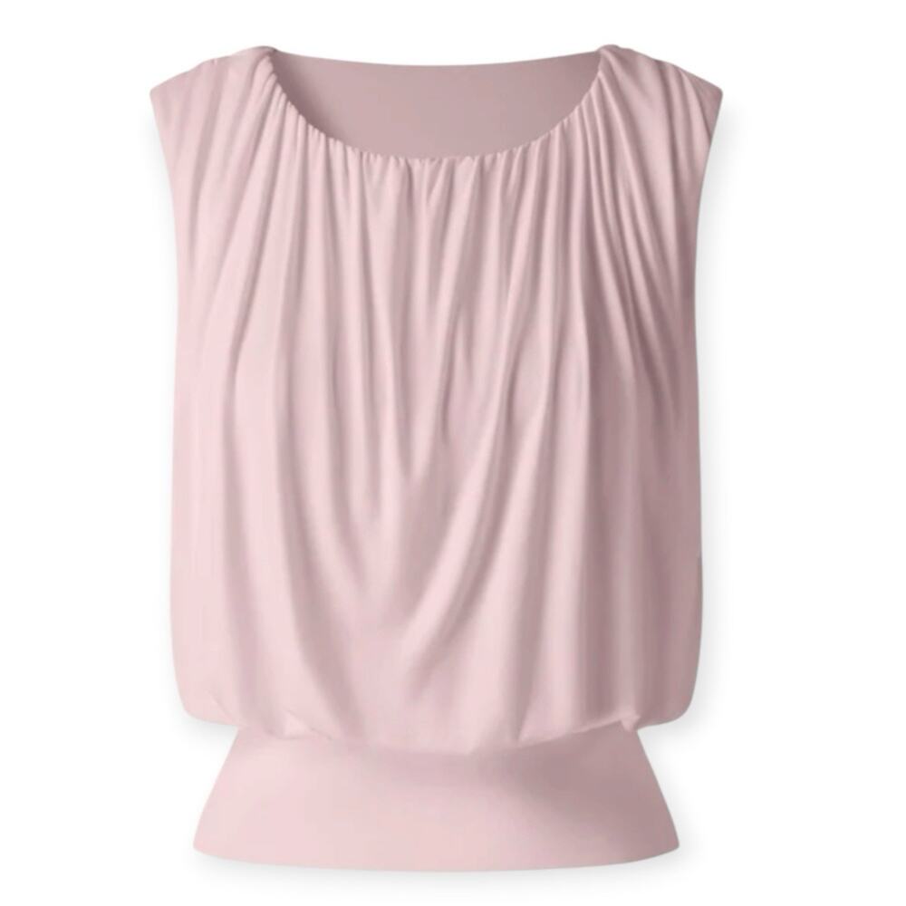 NWT OGL Round Neck Gathered Sleeveless Bra Top Women’s Size Medium Light Pink